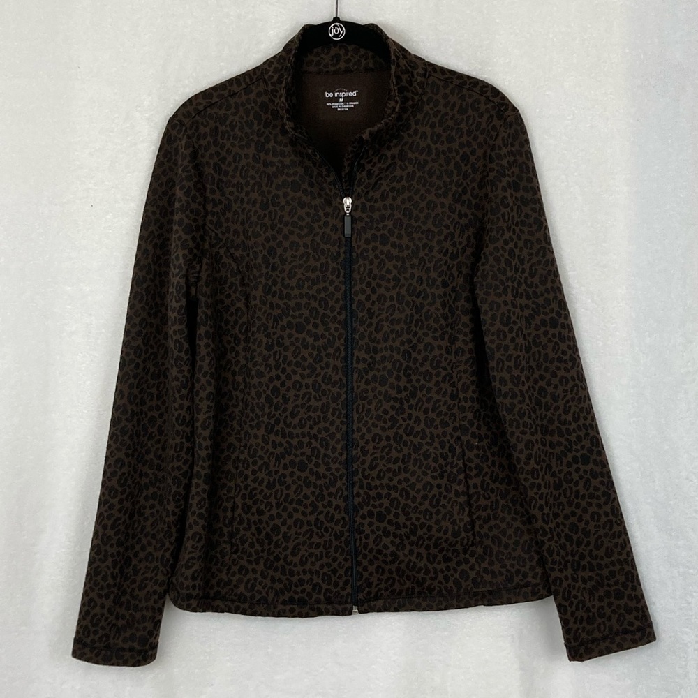 Be Inspired Women’s Leopard Print Zip Jacket sz M